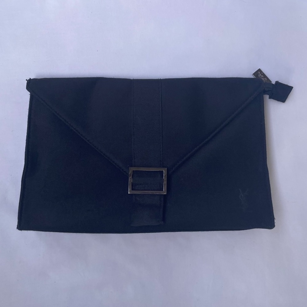 Saint Laurent Black Envelope Toiletry Pouch with Buckle Detail - Picture 2 of 6